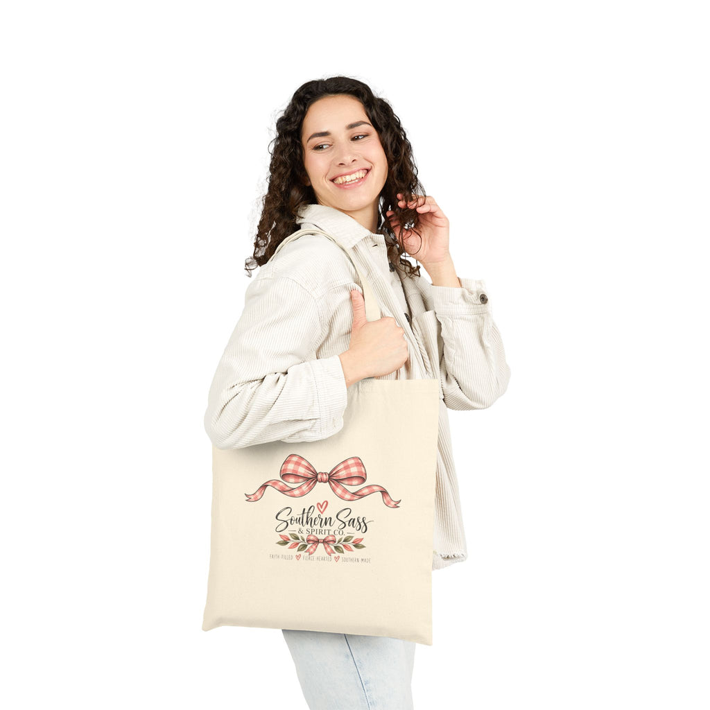 She Doubts But Everyday She Does Tote Bag | Floral Inspirational Quote Canvas Tote