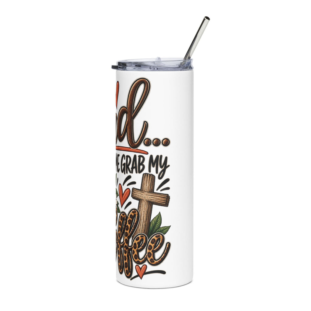 Lord Let Me Grab Coffee Tumbler | Leopard Cross Coffee Design 20oz