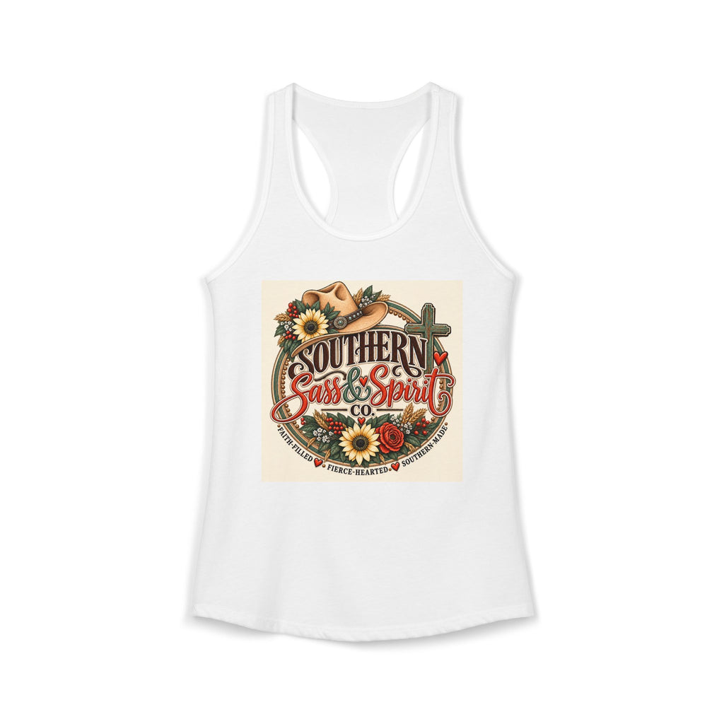 Southern Sass & Spirit Logo|Women's Ideal Racerback Tank