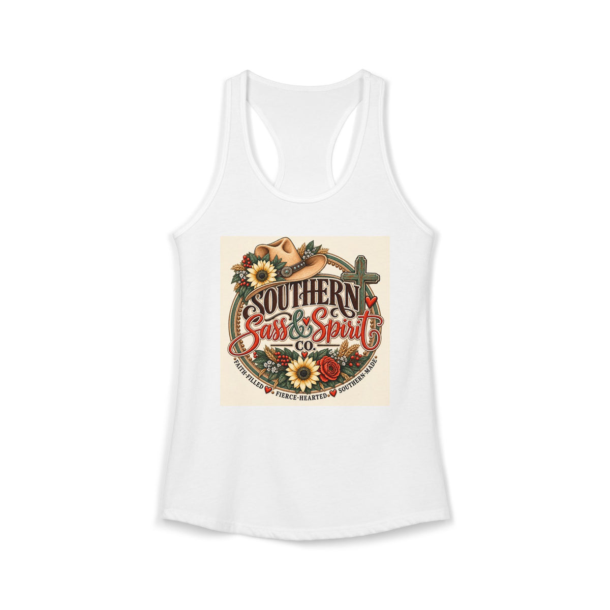 Southern Sass & Spirit Logo|Women's Ideal Racerback Tank