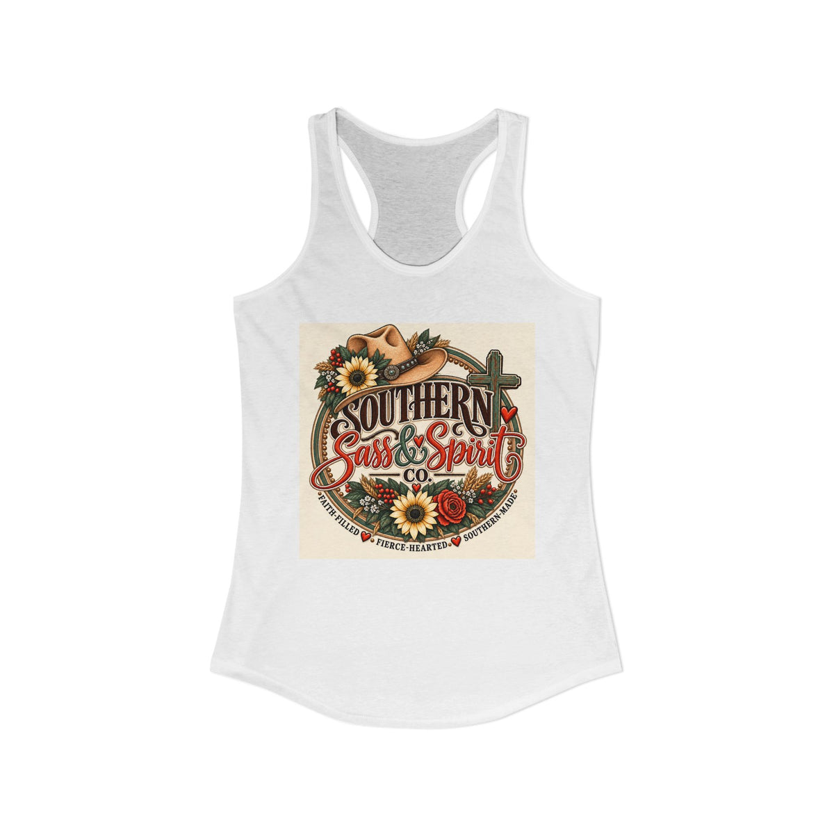 Southern Sass & Spirit Logo|Women's Ideal Racerback Tank
