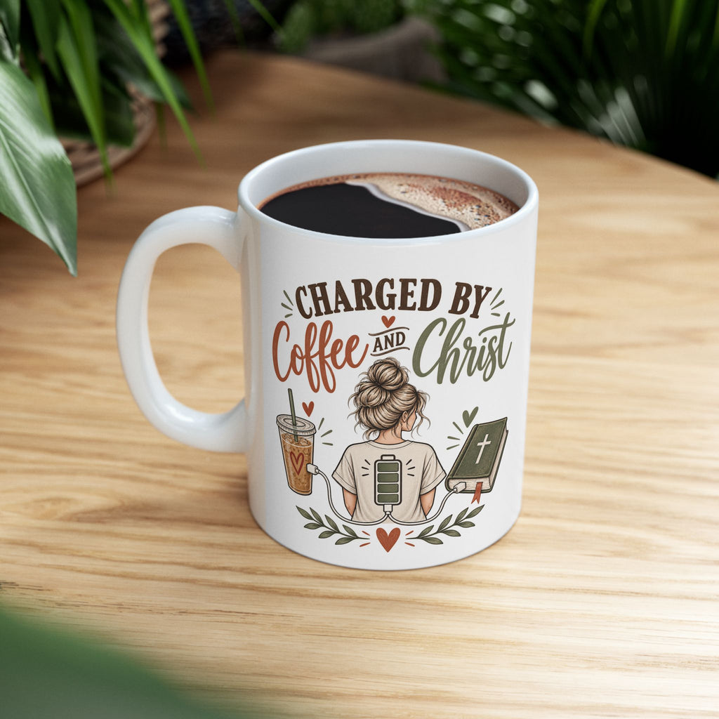 Charged by Coffee and Christ | Christian Coffee Lover Ceramic Mug