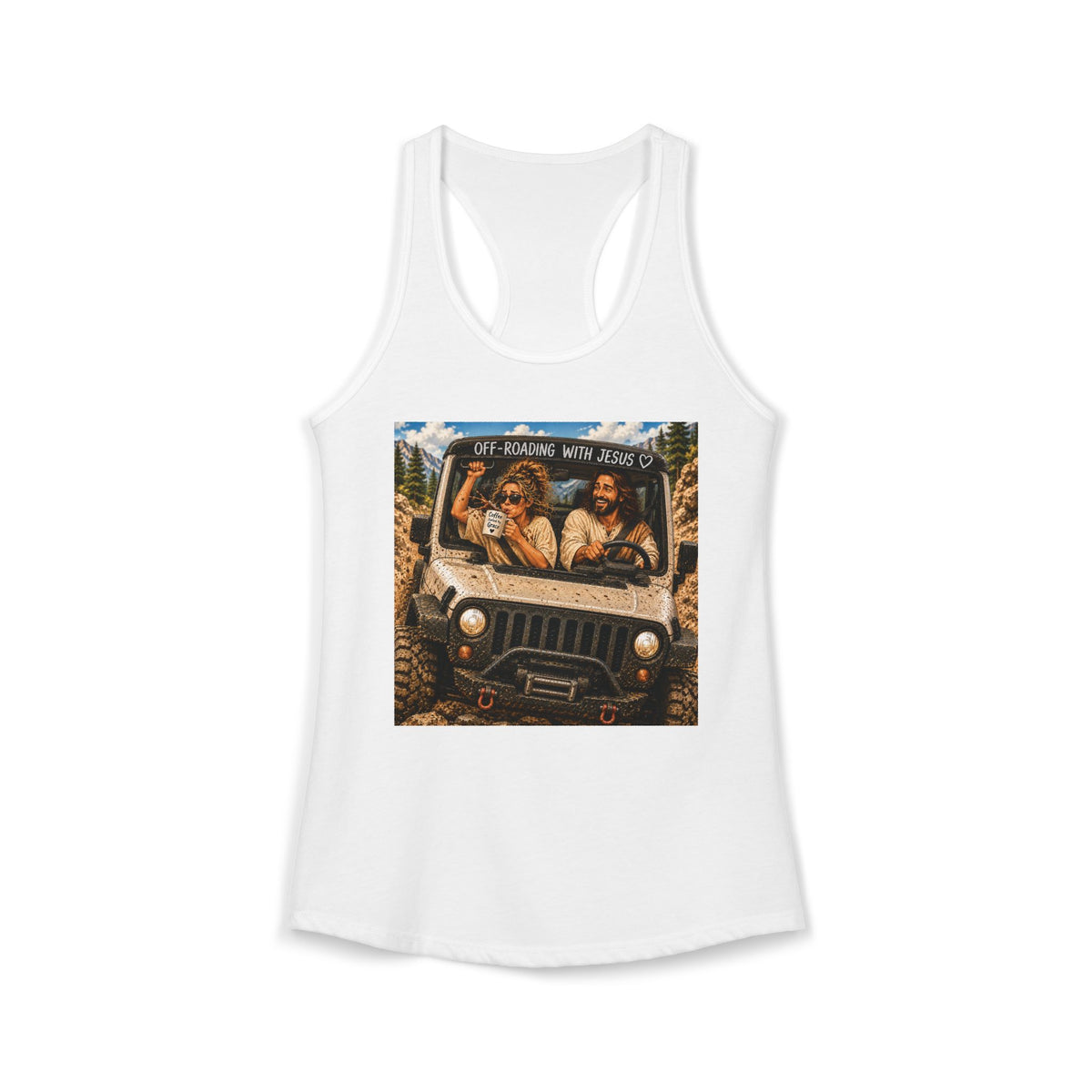 Off-roading with Jesus|Women's Ideal Racerback Tank