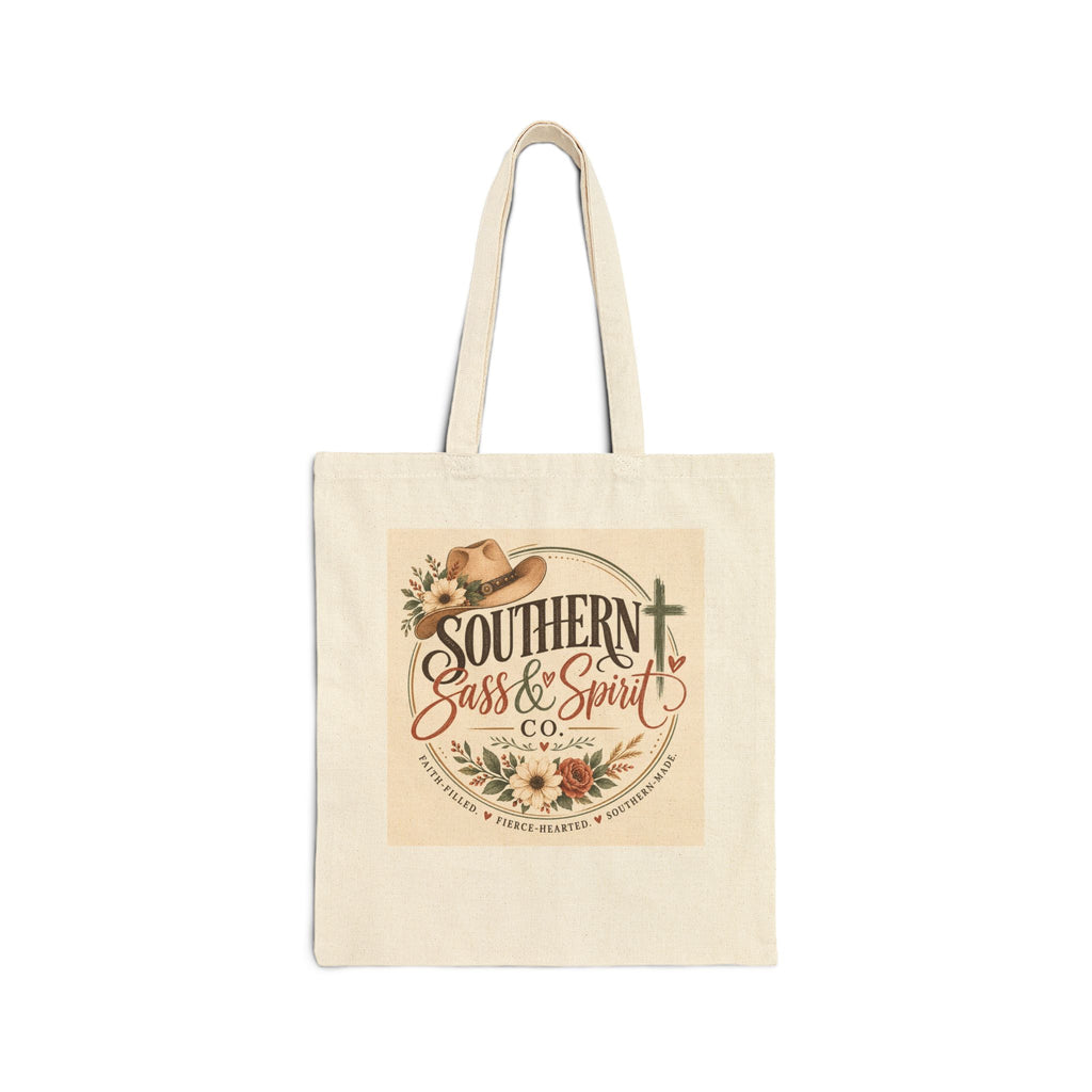 Southern Sass & Spirit Tote Bag | Cowboy Hat Floral Graphic Canvas