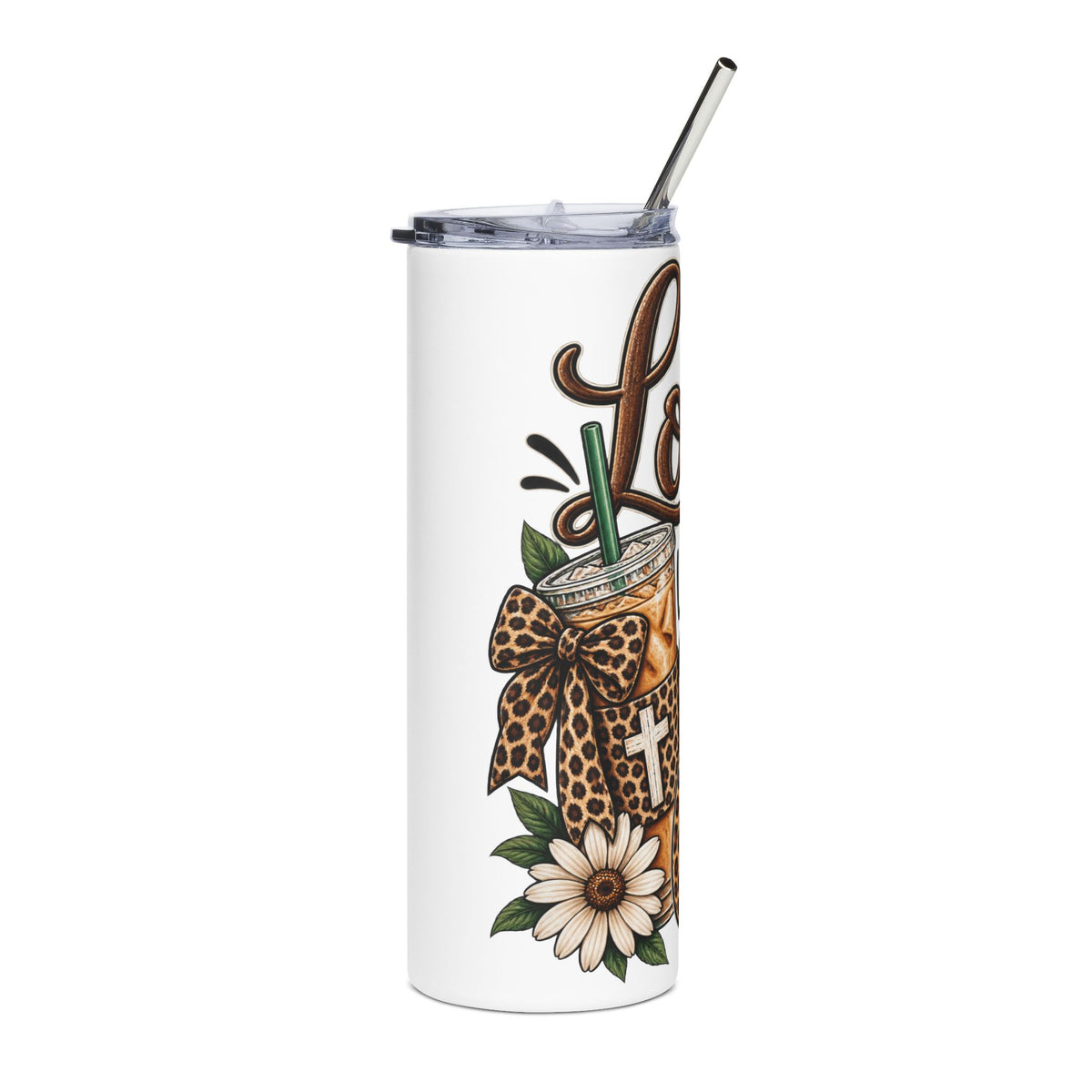 Lord Let Me Grab Coffee Tumbler | Leopard Cross Coffee Design 20oz
